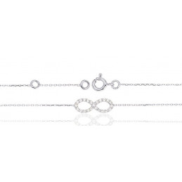 Bracelet or blanc 18 carats et zirconium "infini" 18 cm