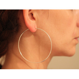 Boucles d'oreilles femme en argent créoles 70 mm