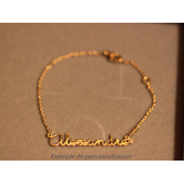 Bracelet "prénom" or jaune 18 carats personnalisable et diamant 0,006 carat