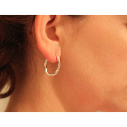 Boucles d'oreilles argent "créoles torsadées" 25 mm pour fille