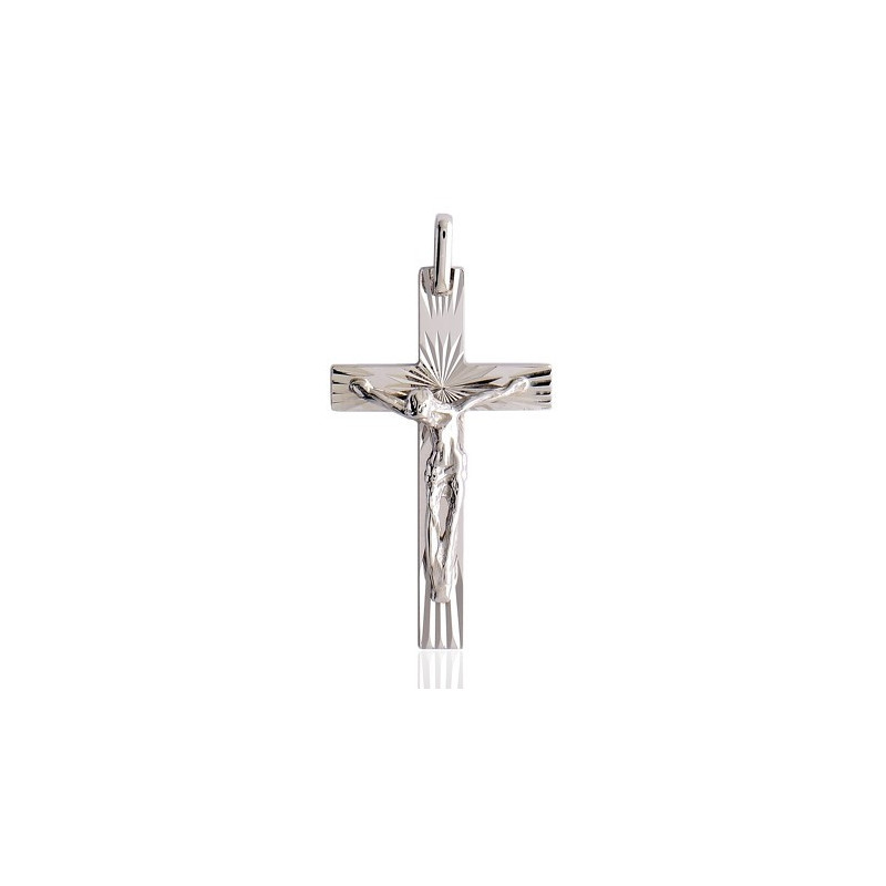 Pendentif croix en or blanc 18 carats et Christ