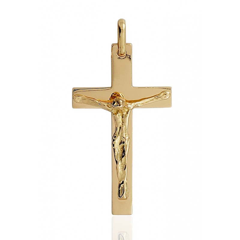 Pendentif croix et christ en or jaune 18 carats