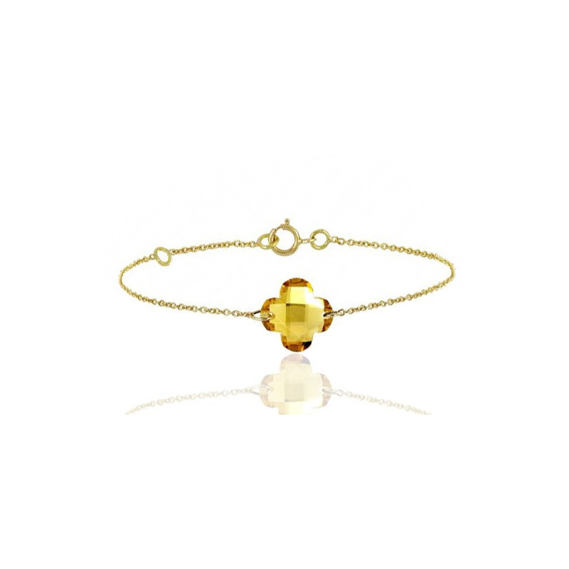 Bracelet or jaune 18 carats et citrine "fleur" à facettes