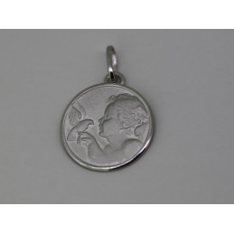 Medaille argent "l'Ange et la colombe" ronde
