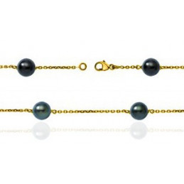 Bracelet or 18 carats et 4 perles de Tahiti rondes 9/10 mm