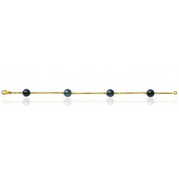 Bracelet or 18 carats et 4 perles de Tahiti rondes 9/10 mm