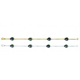Bracelet or 18 carats et 4 perles de Tahiti poires 9/10 mm