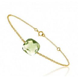 Bracelet or jaune 18 carats et quartz vert "coussin" à facettes